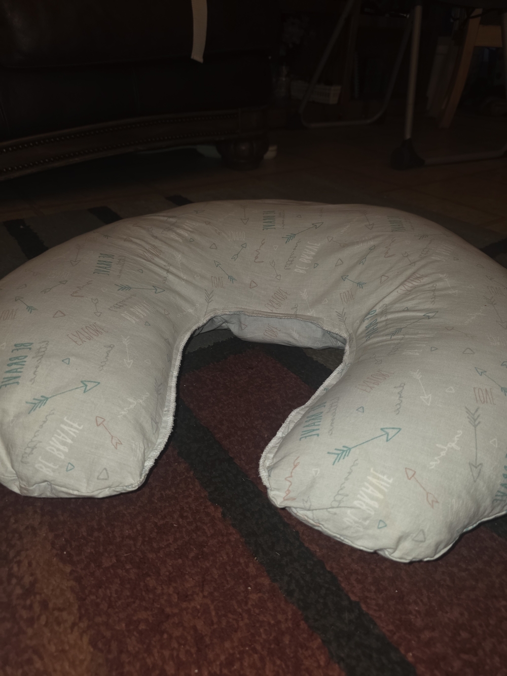 Nursery Support Pillow in White with Teal & Coral Arrow Print